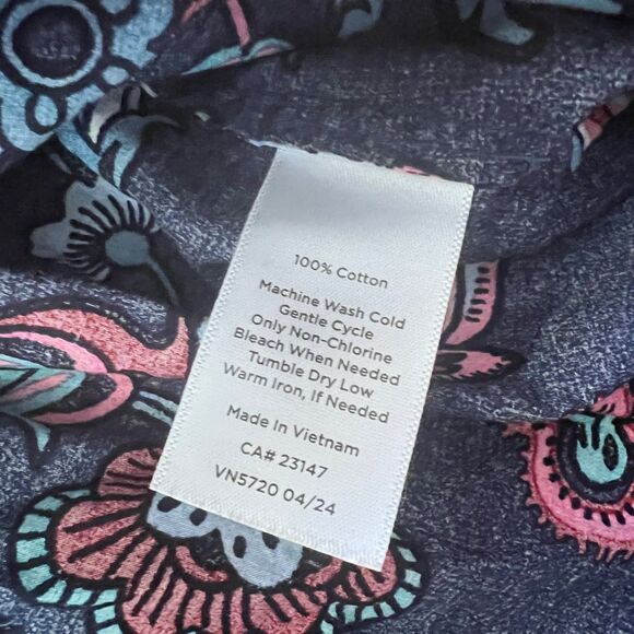 Talbots Plus Button Up Shirt Size 2X Blue Pink Floral Paisley Long Sleeve - Picture 6 of 7